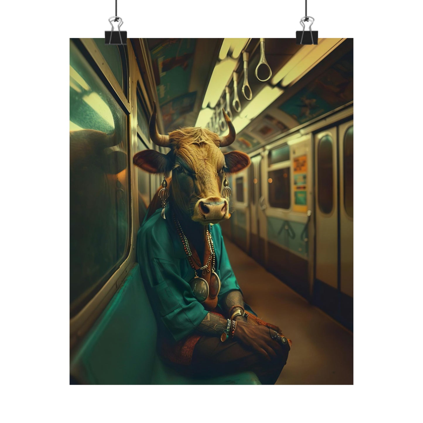 Cow in NY Subway, Cow Wall Art
