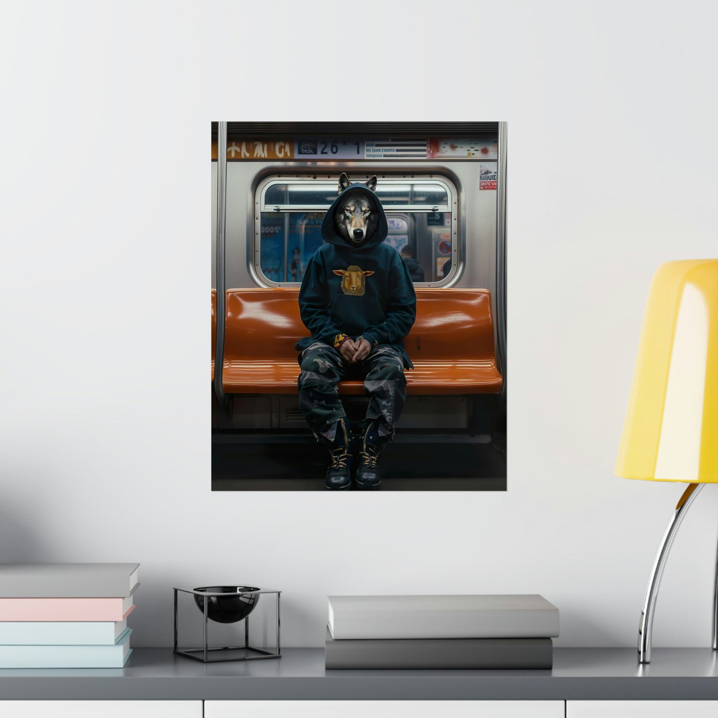 Wolf in NY Subway, Wolf Wall Art