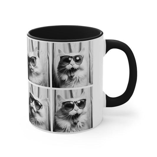 White Cat Photo Booth Accent Coffee Mug, 11oz