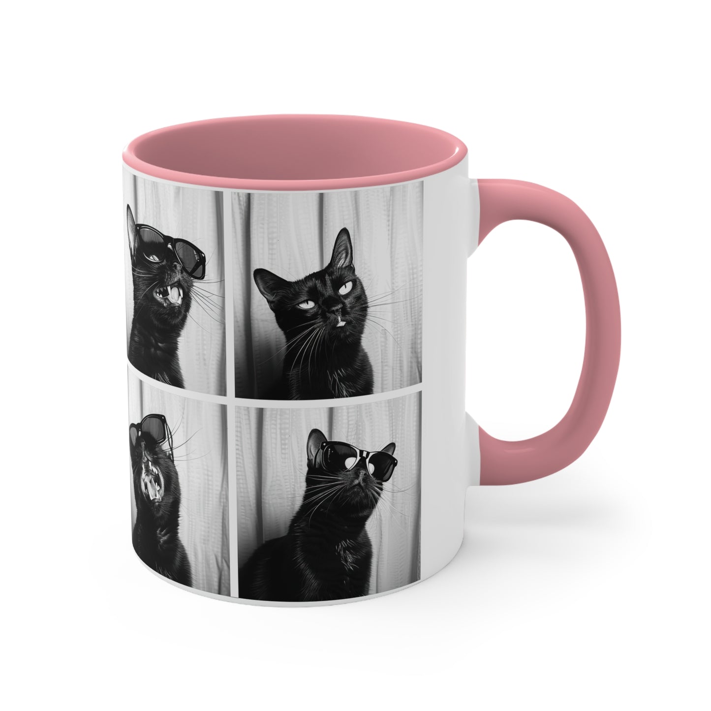Black Cat Photo Booth Accent Coffee Mug, 11oz