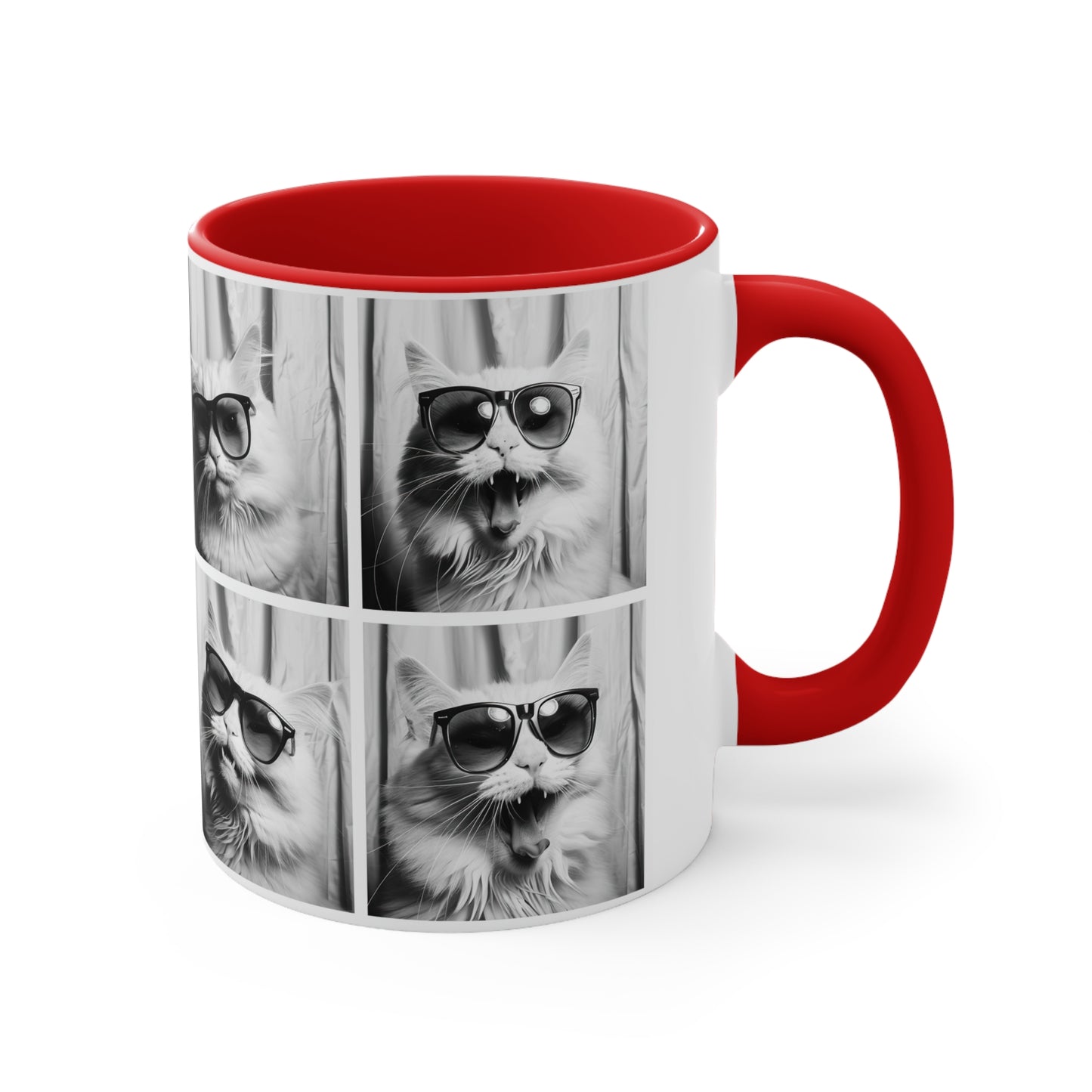 White Cat Photo Booth Accent Coffee Mug, 11oz