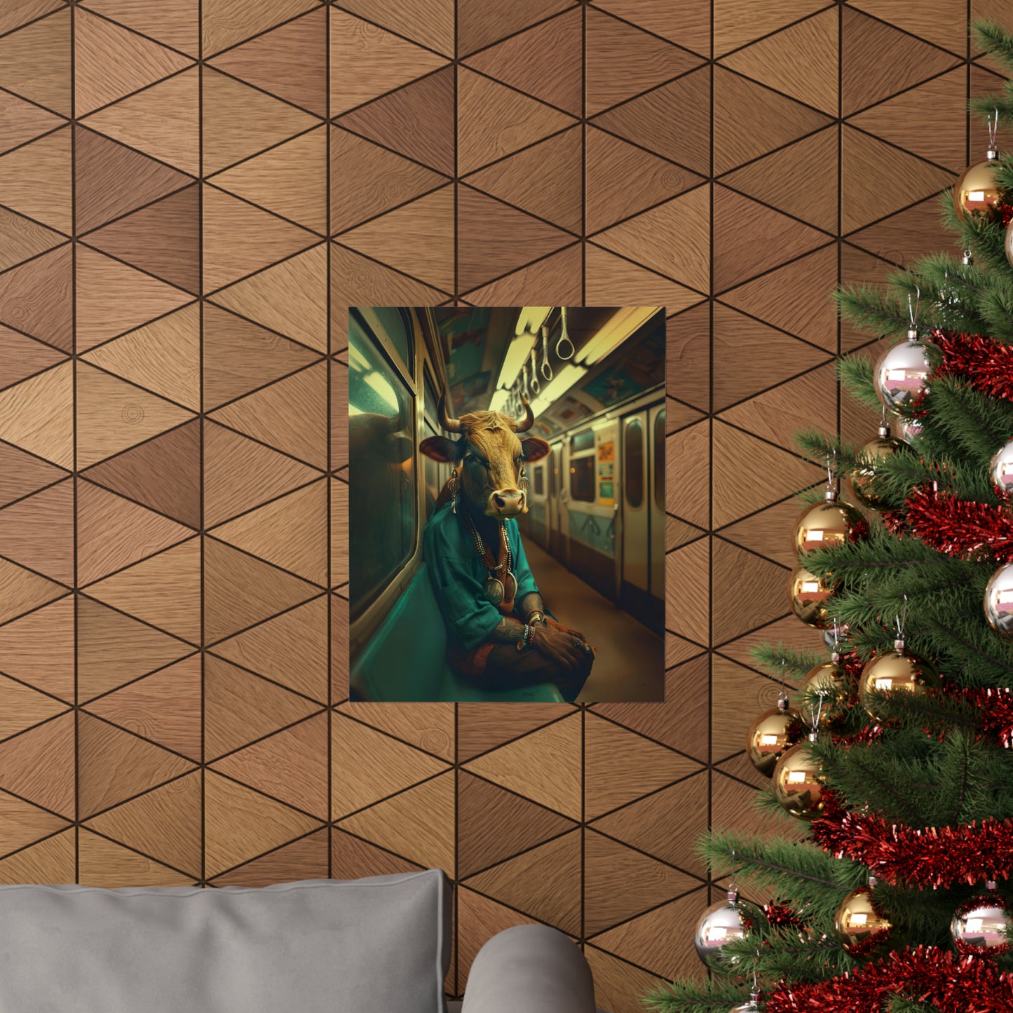 Cow in NY Subway, Cow Wall Art