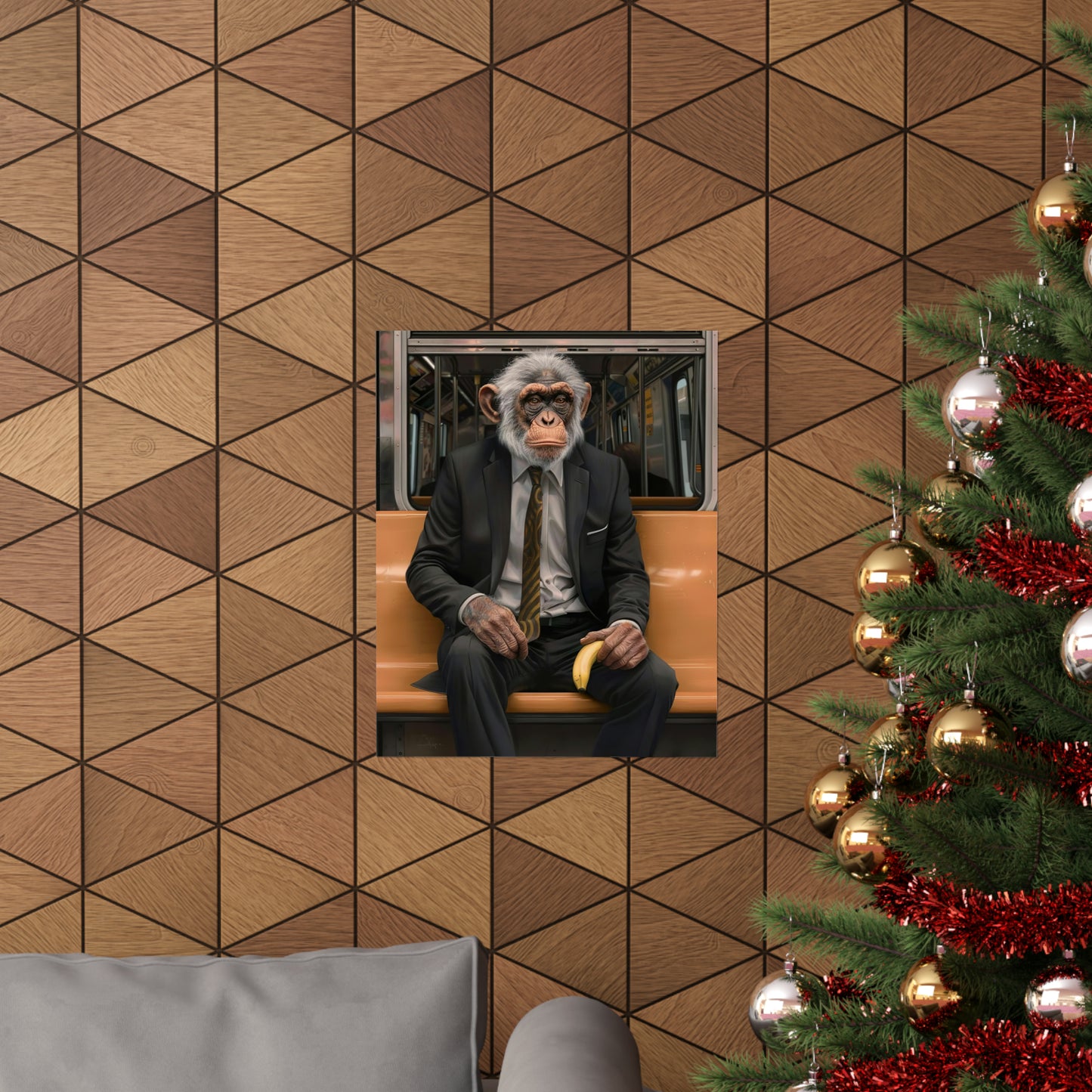 Monkey in NY Subway, Monkey Wall Art