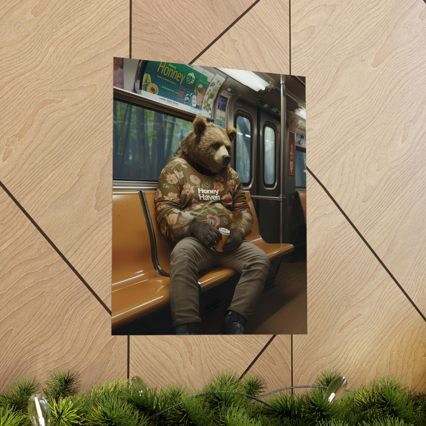 Bear in NY Subway, Bear Wall Art