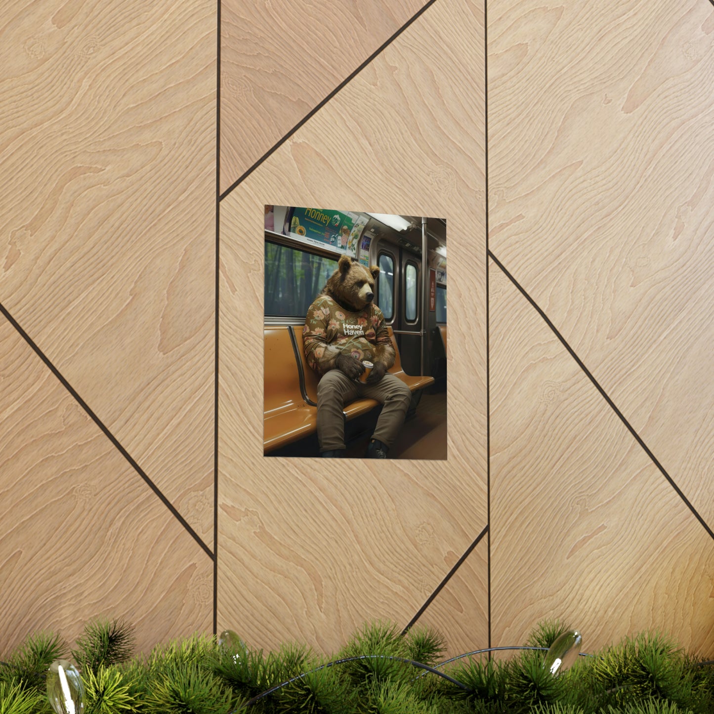 Bear in NY Subway, Bear Wall Art