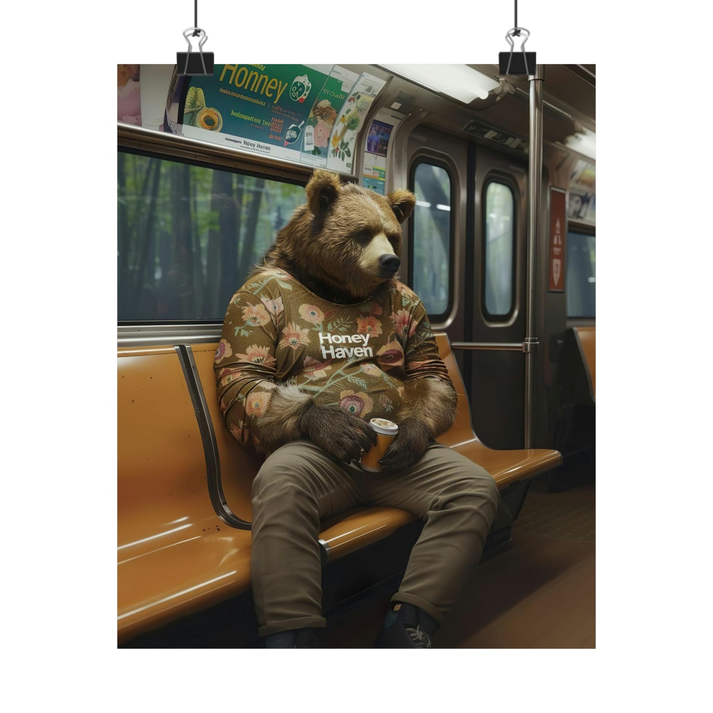 Bear in NY Subway, Bear Wall Art