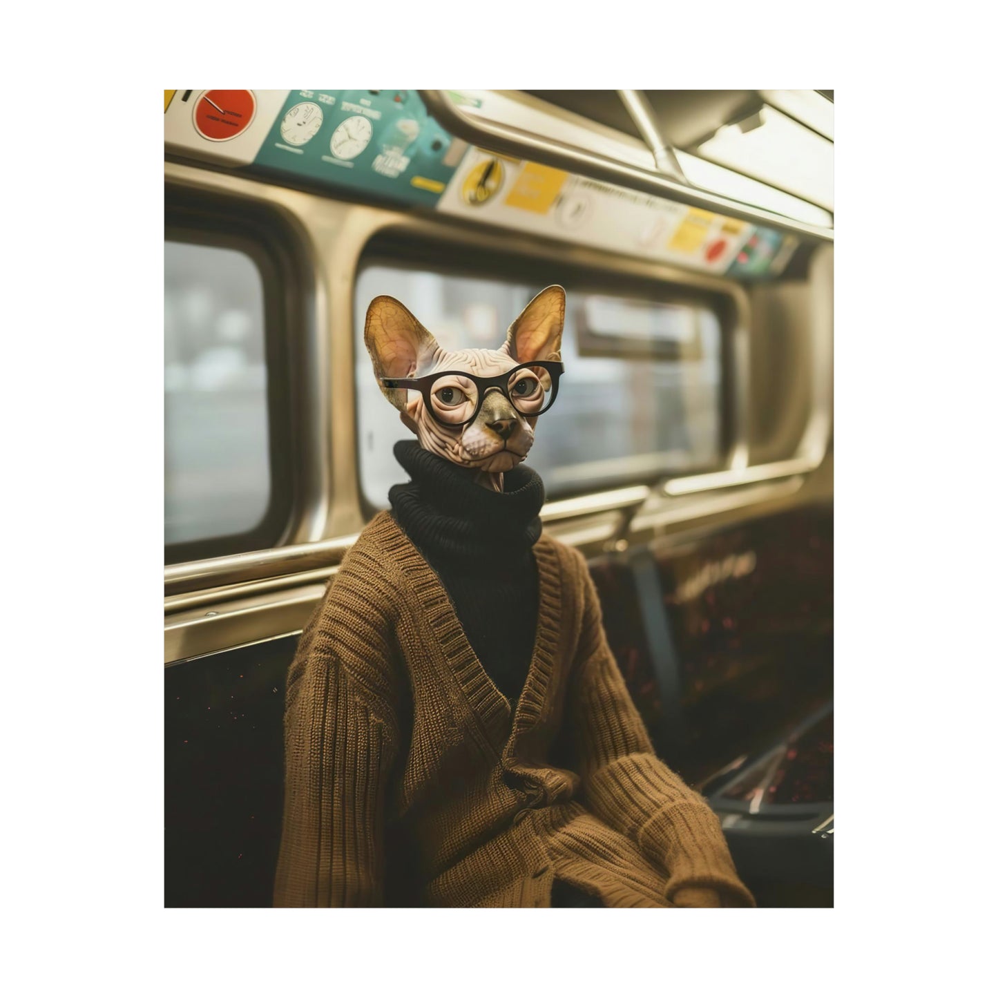 Sphynx Cat in NY Subway, Sphynx Cat Wall Art
