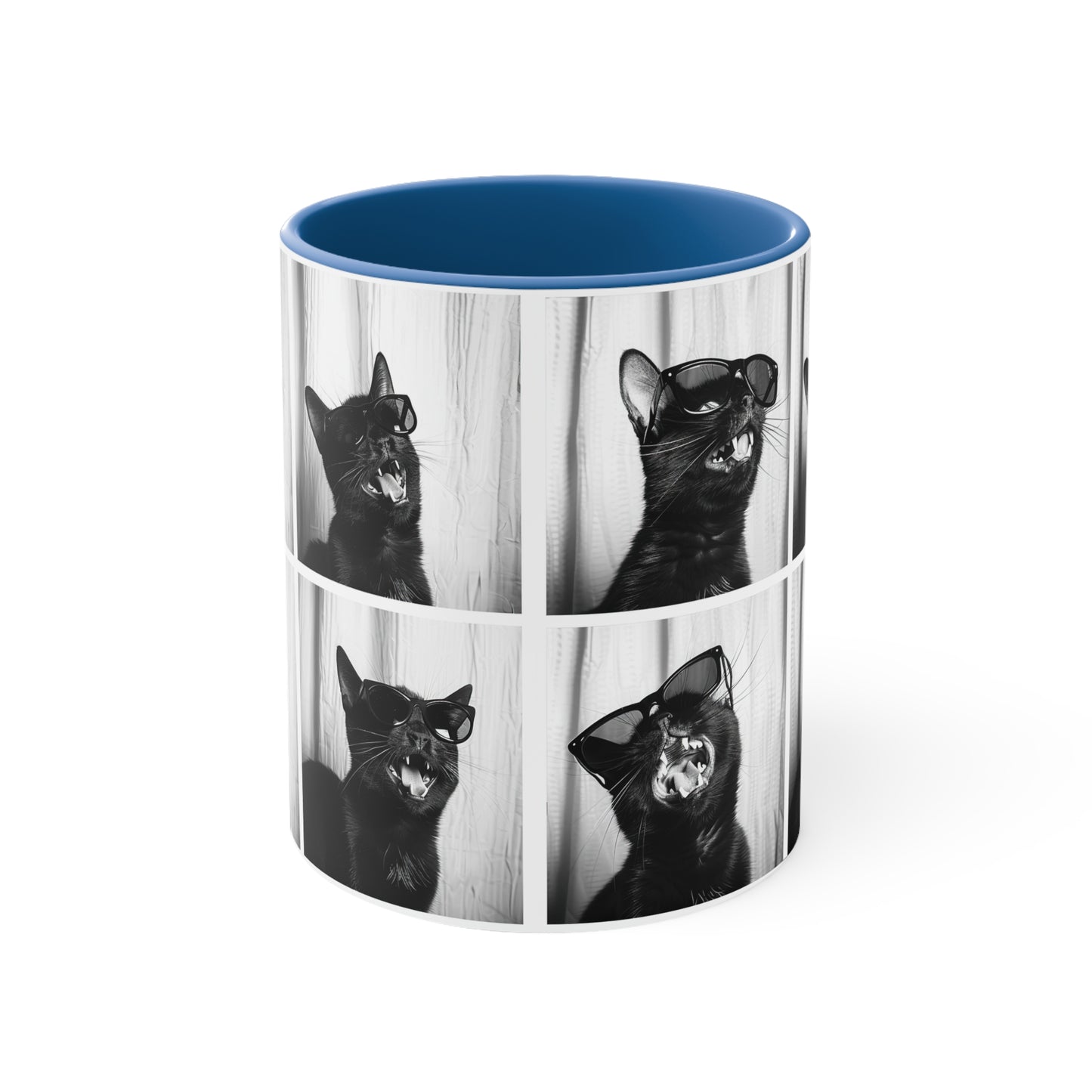 Black Cat Photo Booth Accent Coffee Mug, 11oz