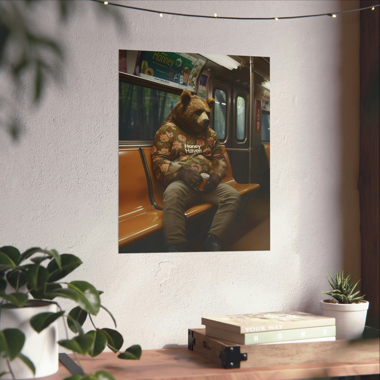 Bear in NY Subway, Bear Wall Art