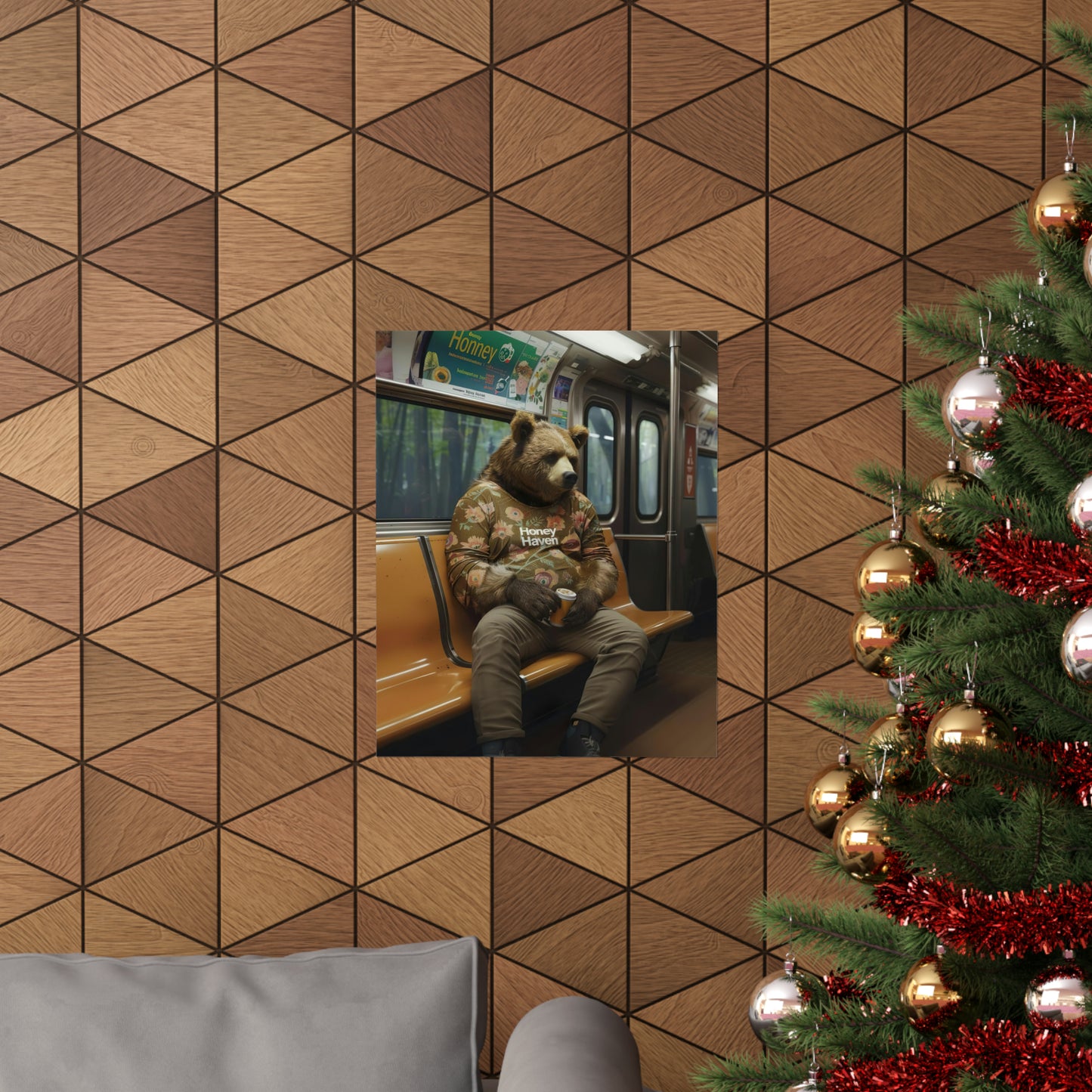 Bear in NY Subway, Bear Wall Art