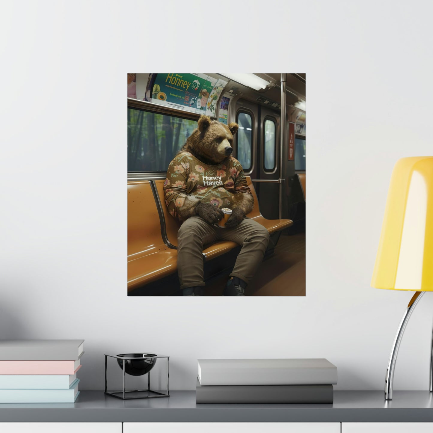 Bear in NY Subway, Bear Wall Art