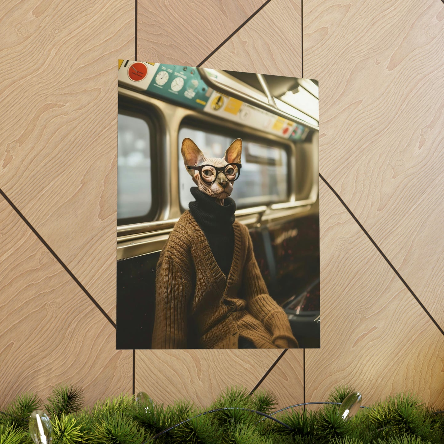 Sphynx Cat in NY Subway, Sphynx Cat Wall Art