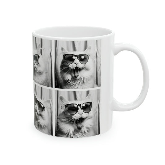 White Cat Photo Booth 11oz Mug