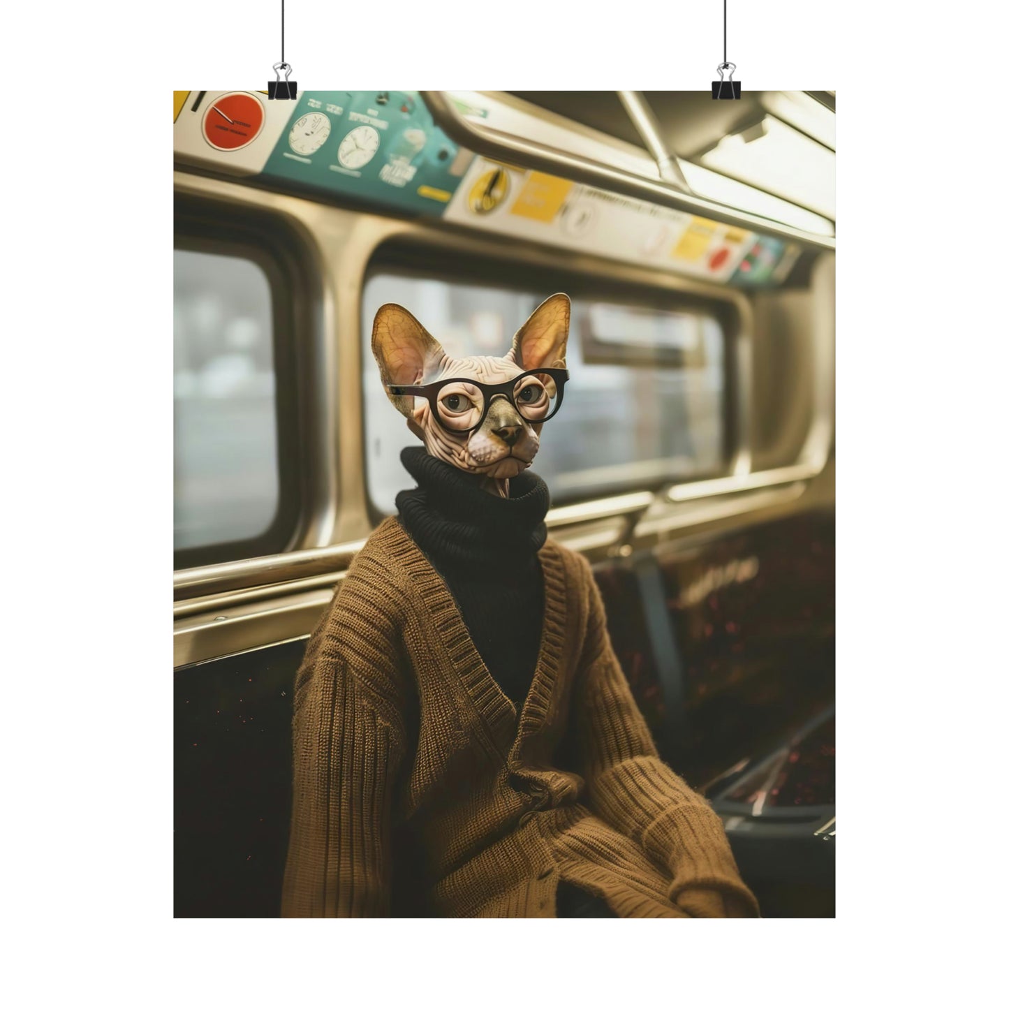 Sphynx Cat in NY Subway, Sphynx Cat Wall Art