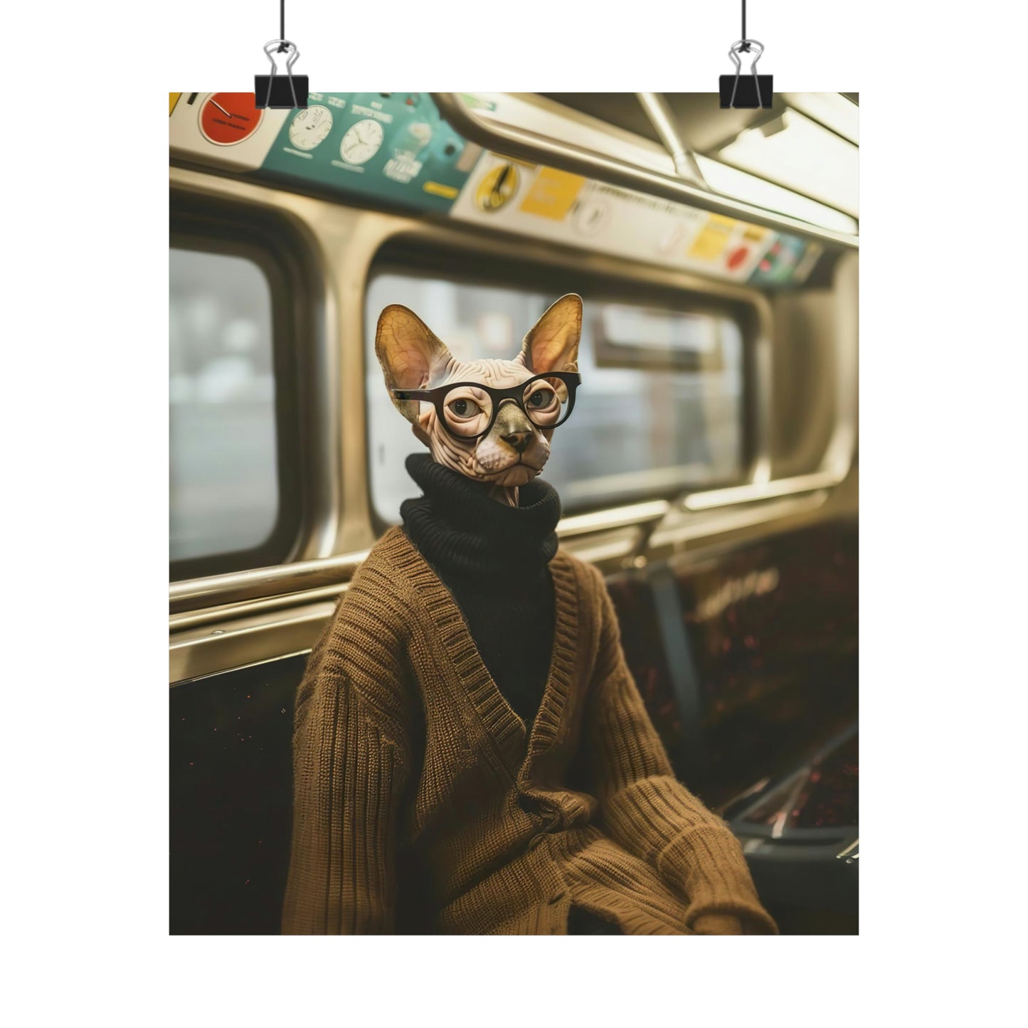 Sphynx Cat in NY Subway, Sphynx Cat Wall Art