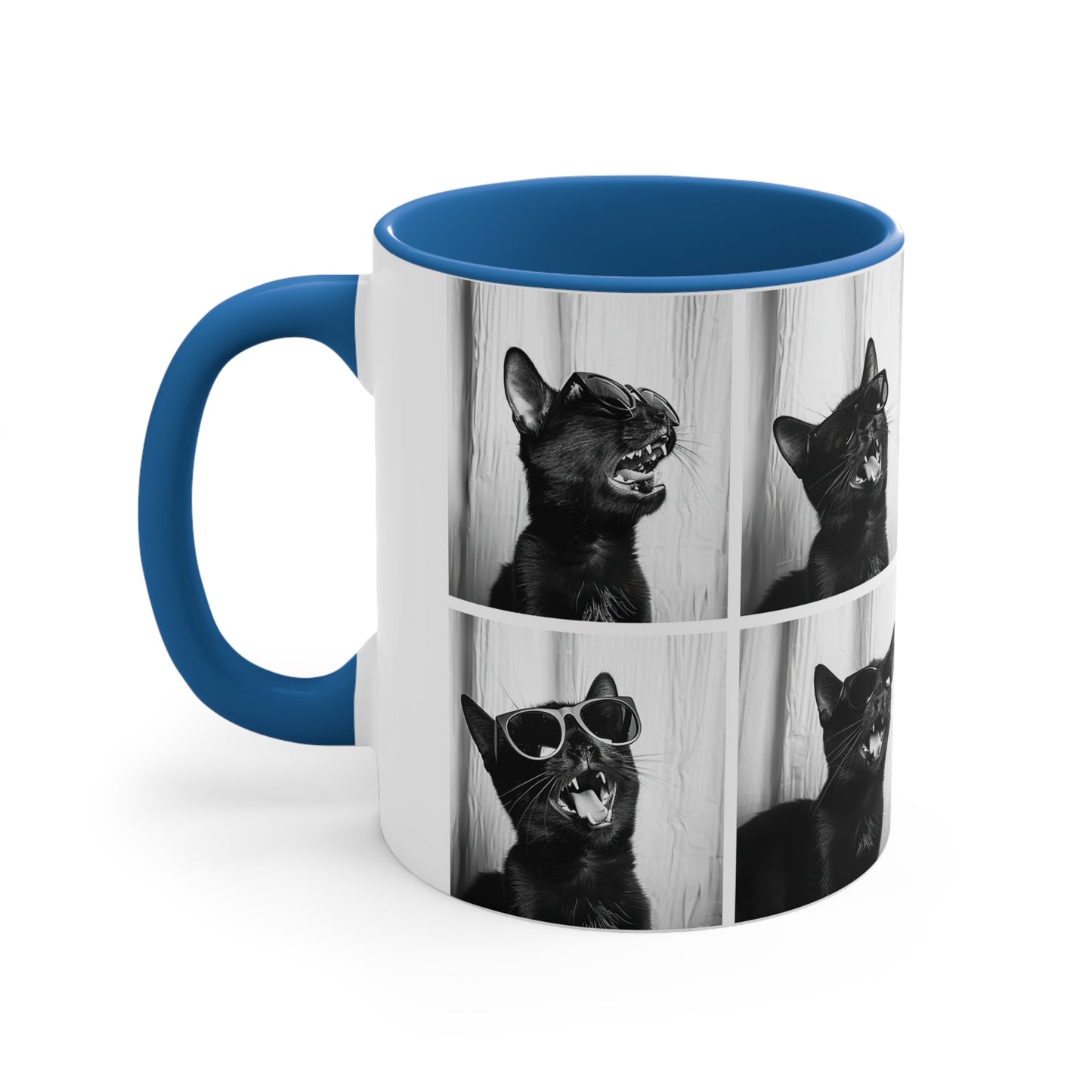 Black Cat Photo Booth Accent Coffee Mug, 11oz