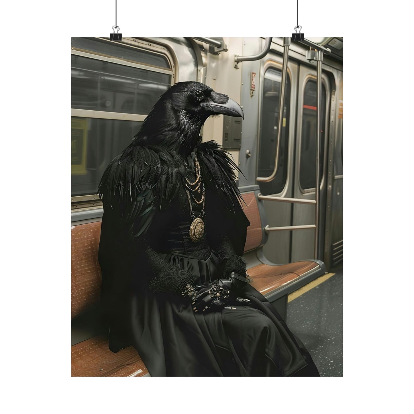 Crow in NY Subway, Crow Wall Art