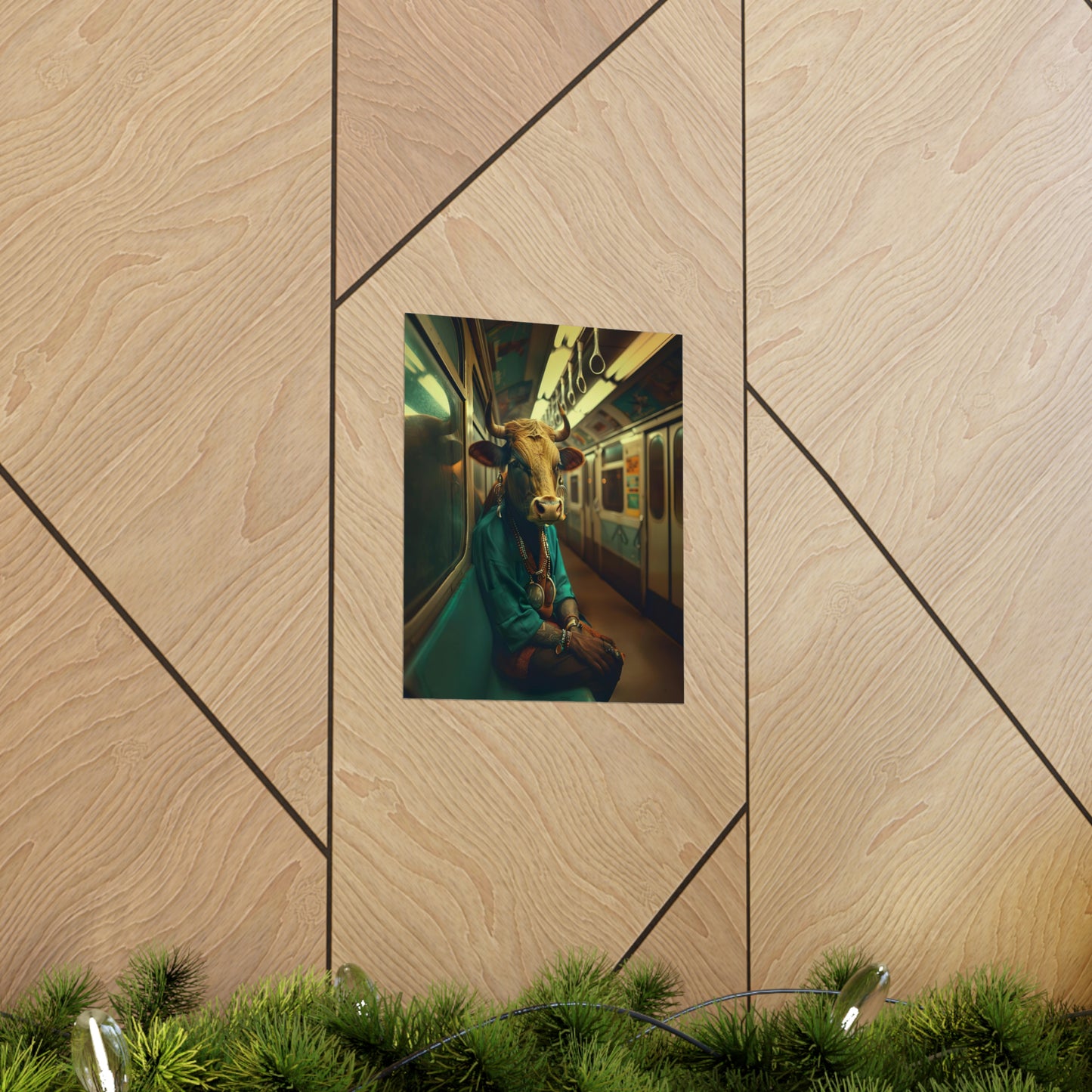 Cow in NY Subway, Cow Wall Art