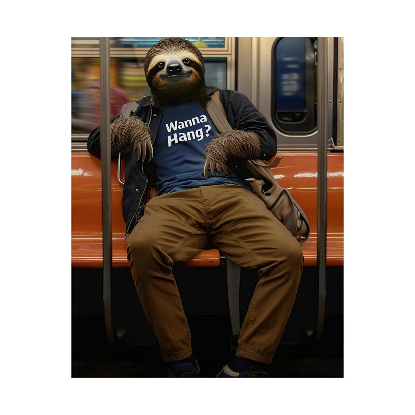 Sloth in NY Subway, Sloth Wall Art