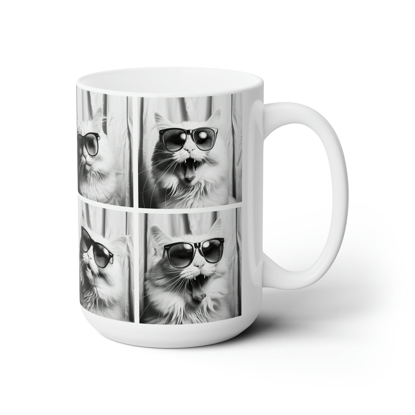 White Cat Photo Booth Accent Coffee Mug, 11oz