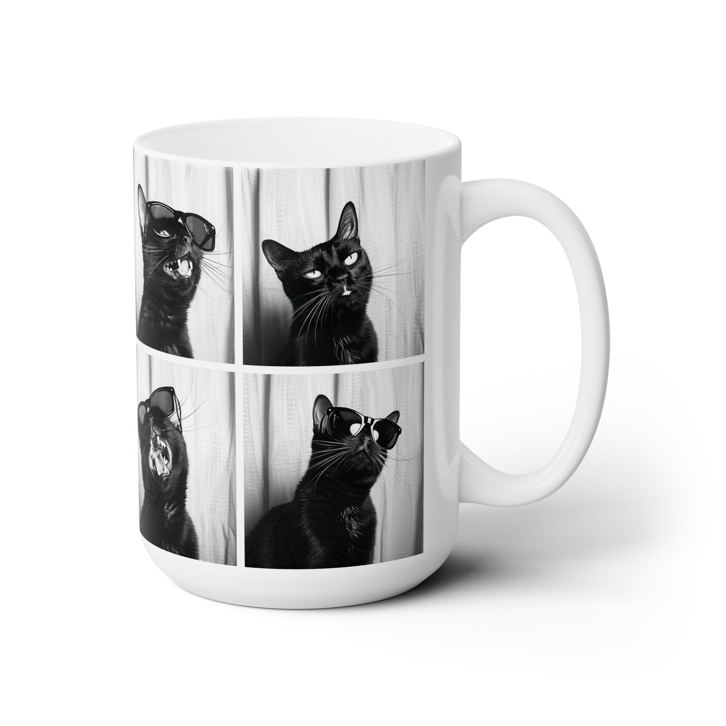Black Cat Photo Booth Accent Coffee Mug, 11oz