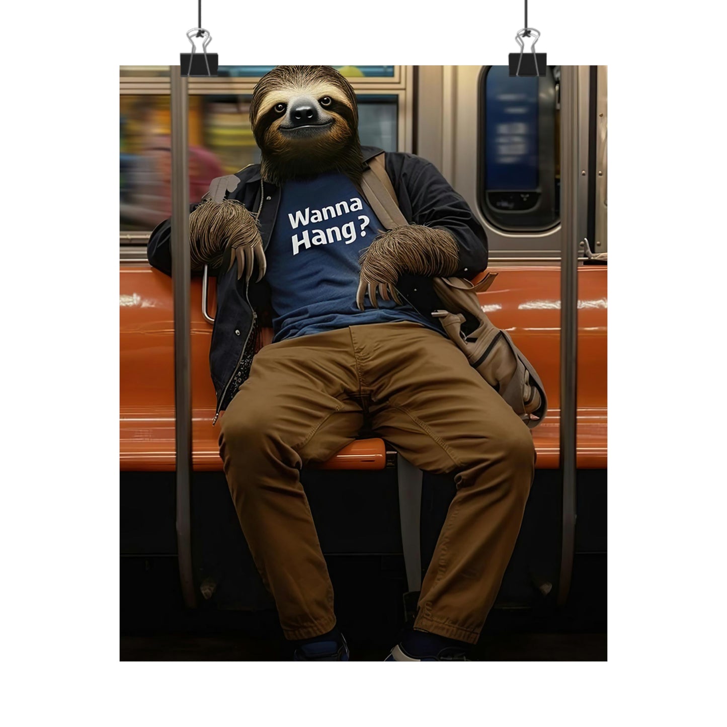 Sloth in NY Subway, Sloth Wall Art
