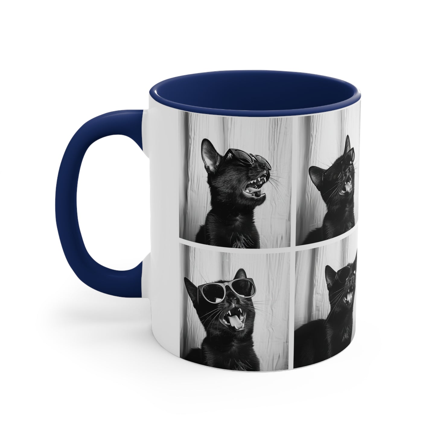 Black Cat Photo Booth Accent Coffee Mug, 11oz