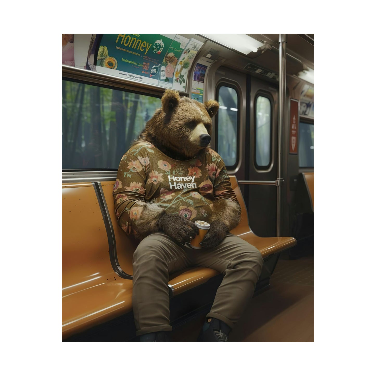Bear in NY Subway, Bear Wall Art