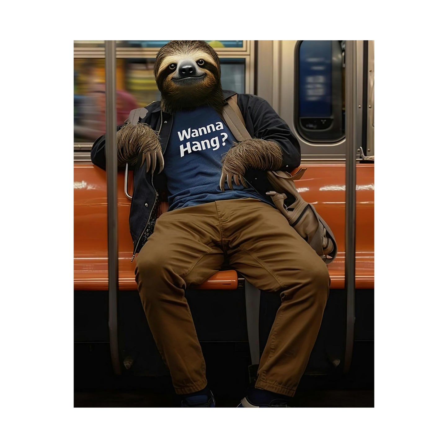 Sloth in NY Subway, Sloth Wall Art