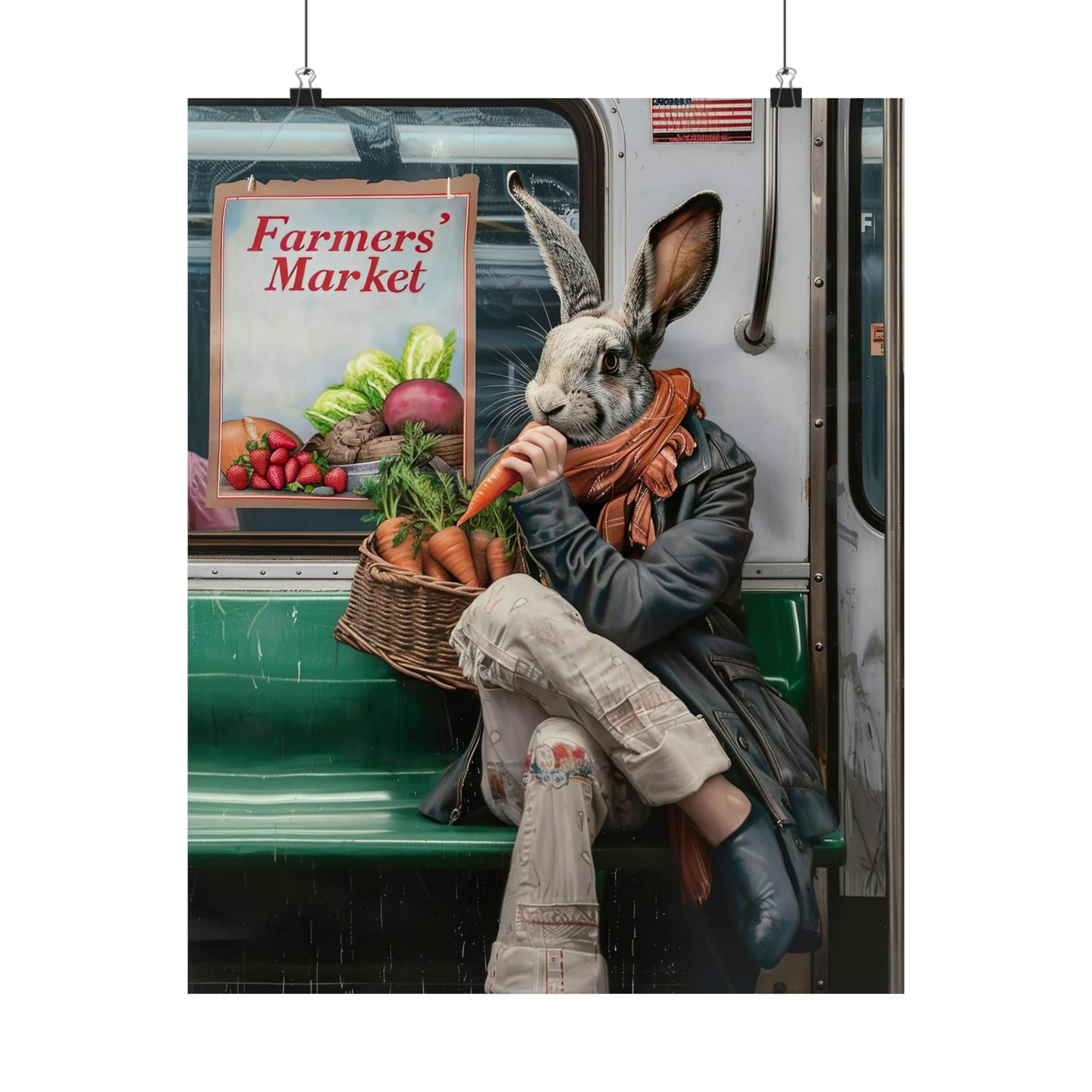 Rabbit in NY Subway, Rabbit Wall Art