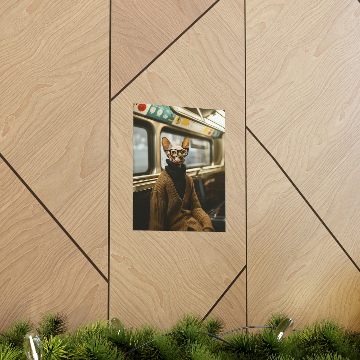 Sphynx Cat in NY Subway, Sphynx Cat Wall Art