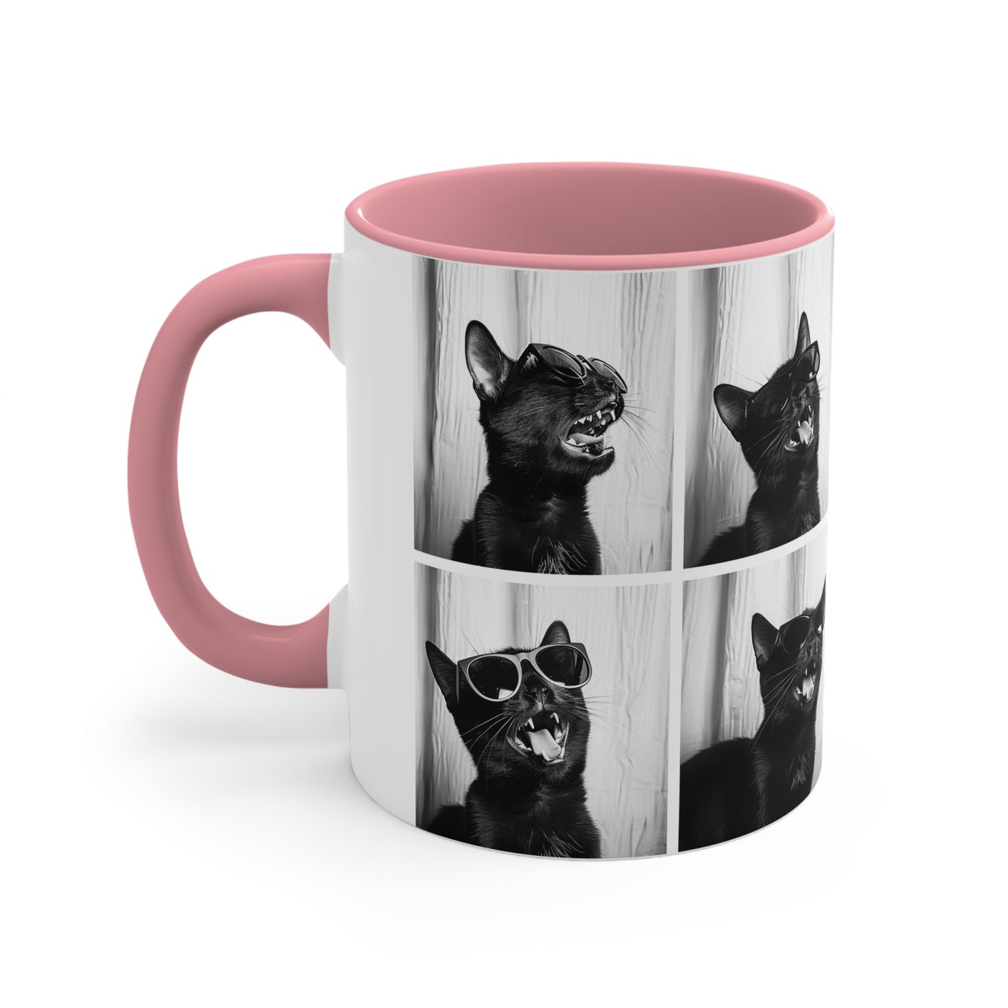 Black Cat Photo Booth Accent Coffee Mug, 11oz