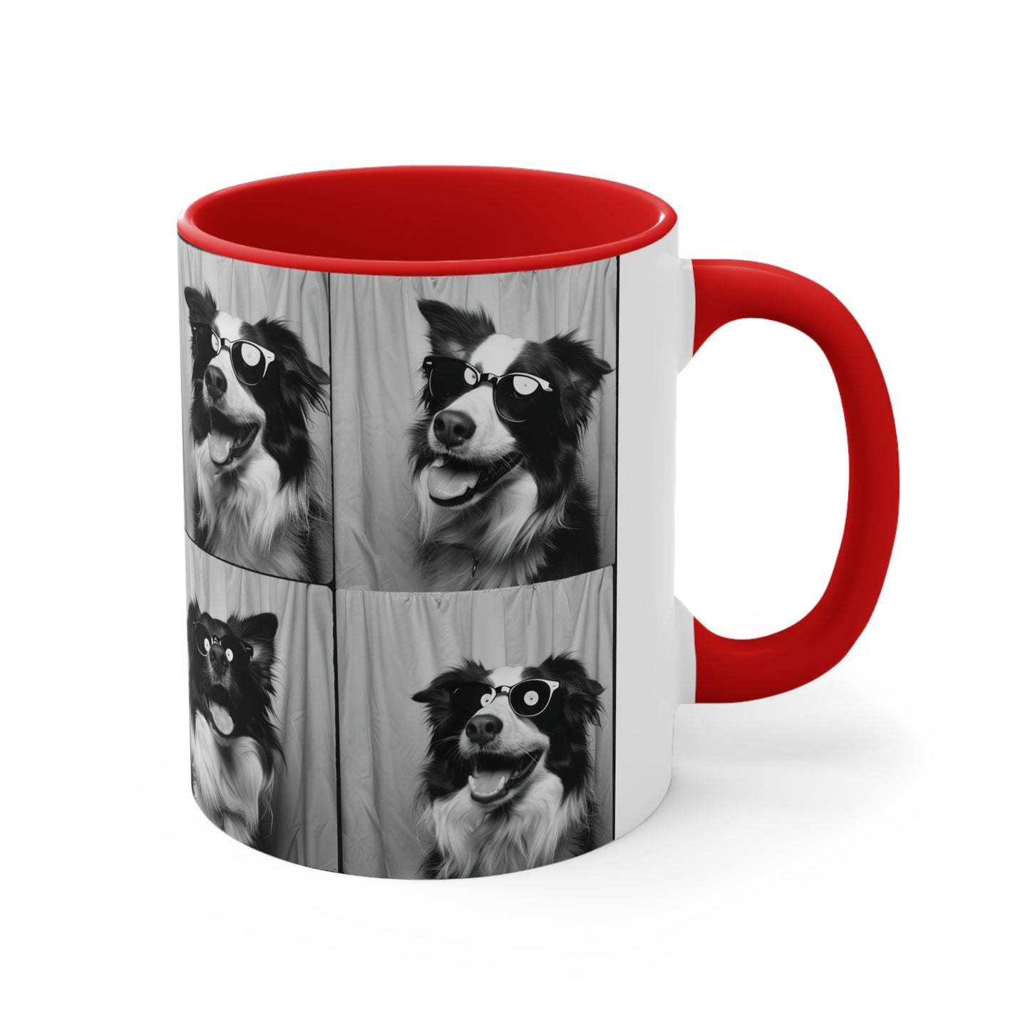 Border Collie Photo Booth Accent Coffee Mug, 11oz
