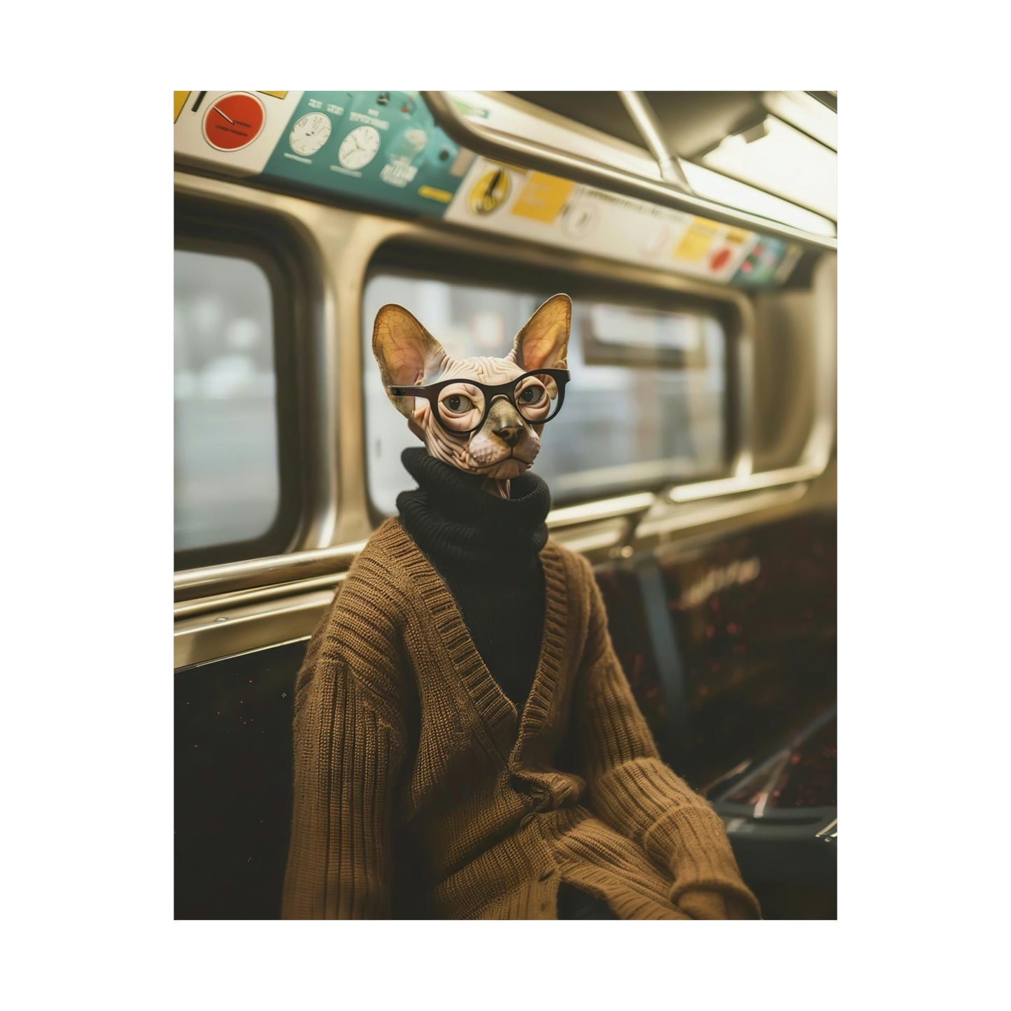 Sphynx Cat in NY Subway, Sphynx Cat Wall Art