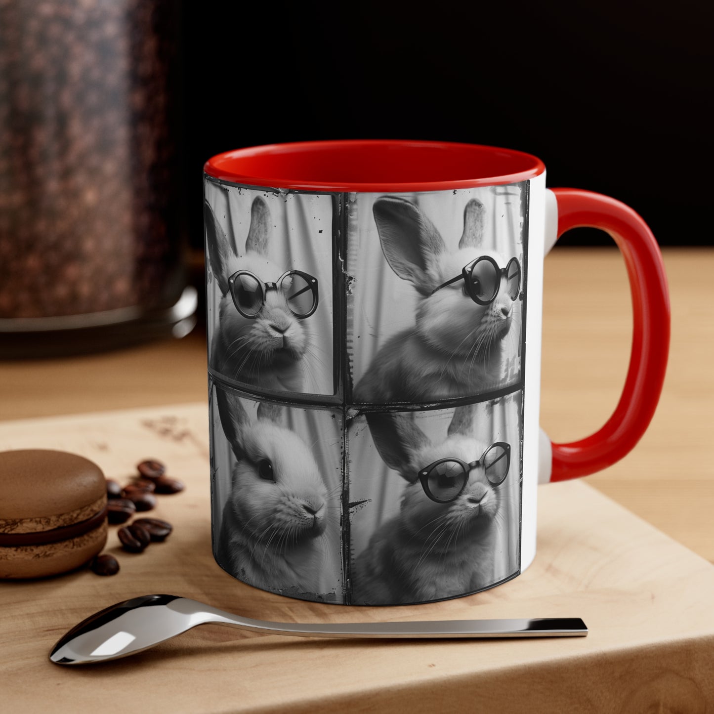 Rabbit Photo Booth Accent Coffee Mug, 11oz