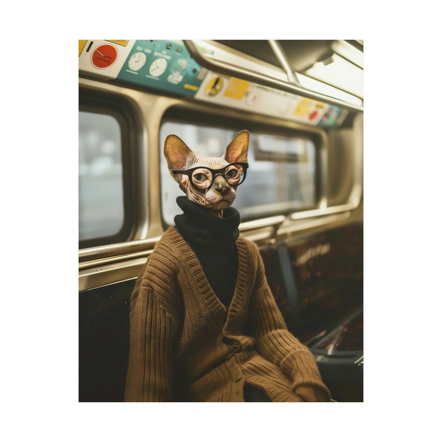 Sphynx Cat in NY Subway, Sphynx Cat Wall Art