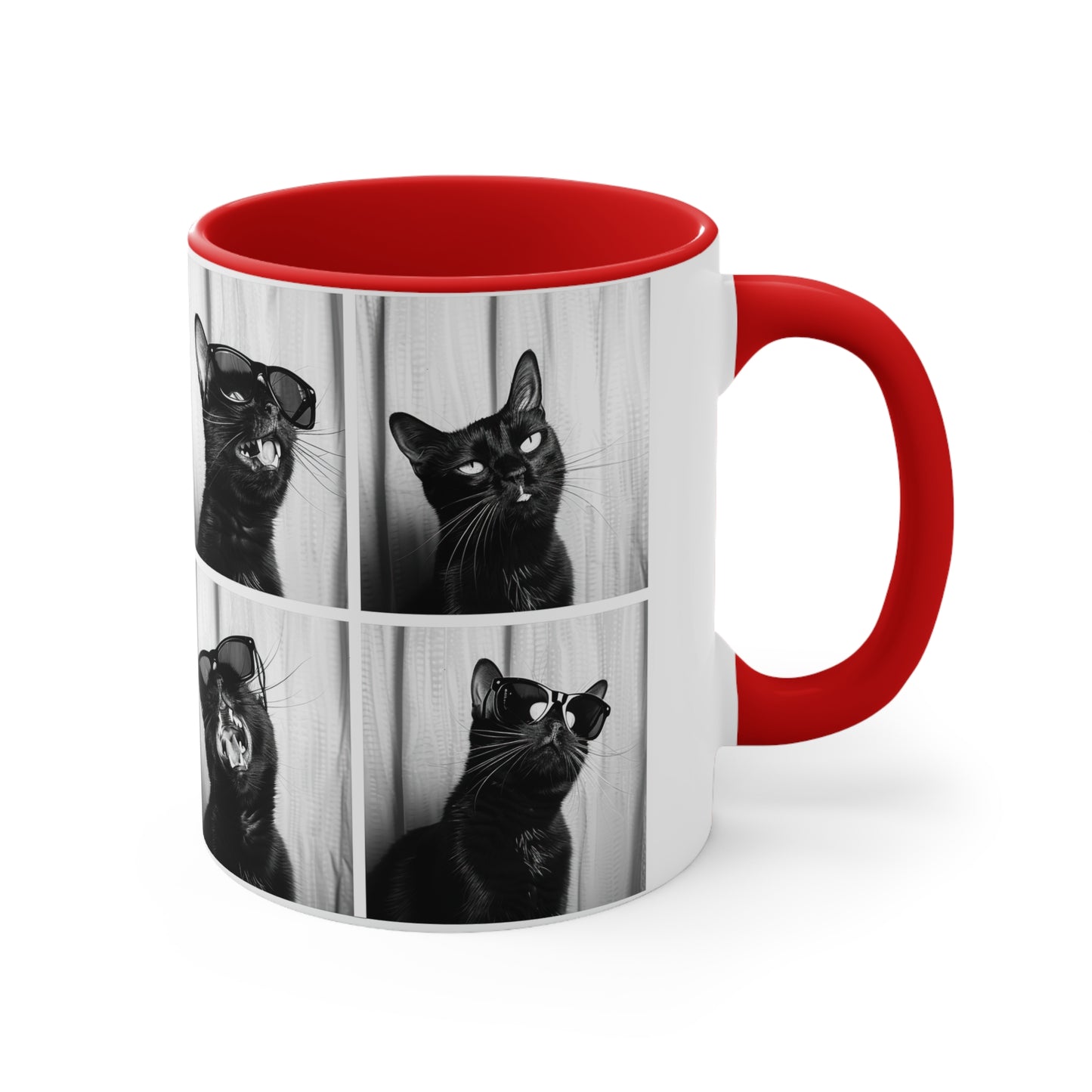 Black Cat Photo Booth Accent Coffee Mug, 11oz