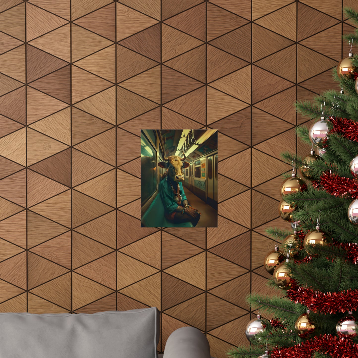 Cow in NY Subway, Cow Wall Art