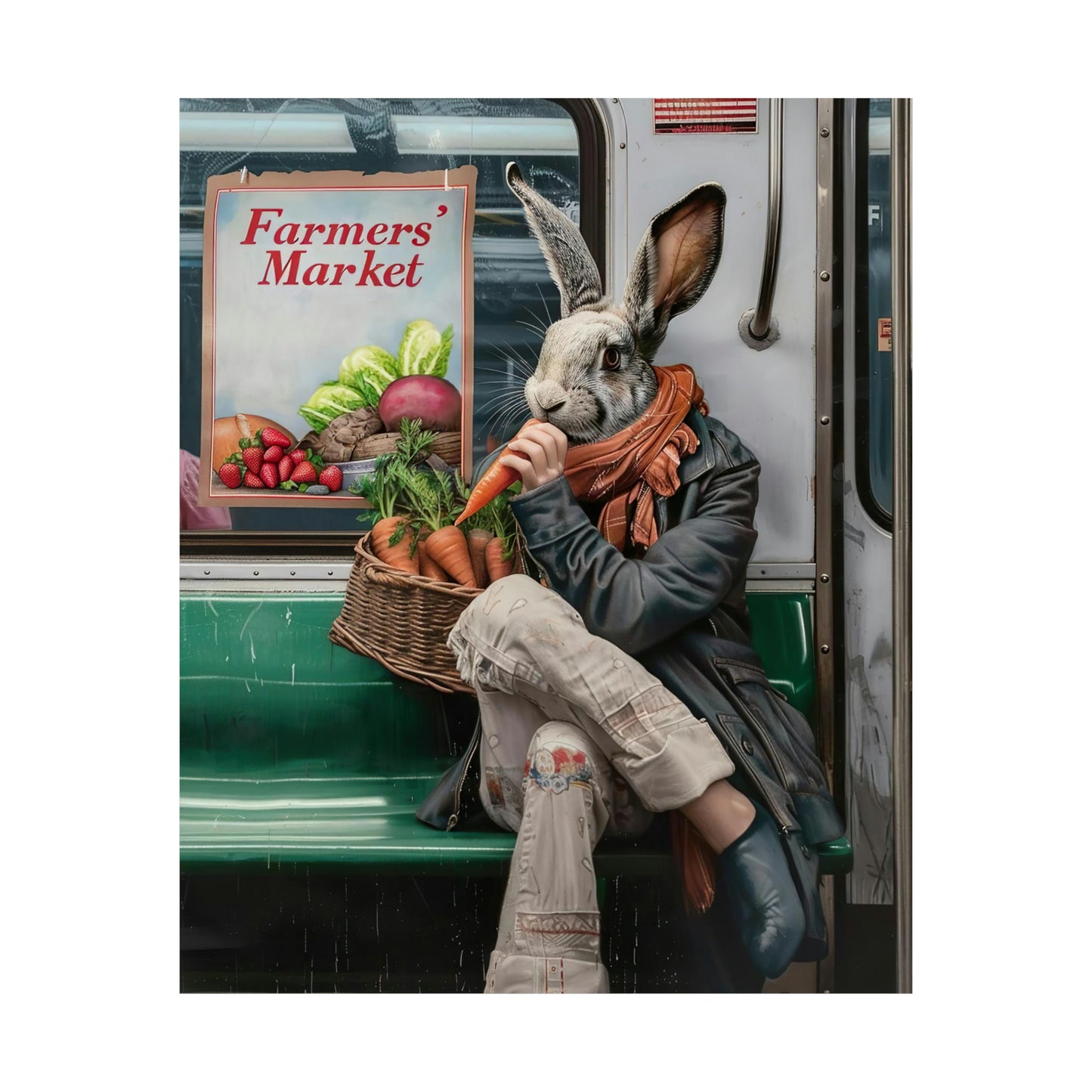 Rabbit in NY Subway, Rabbit Wall Art