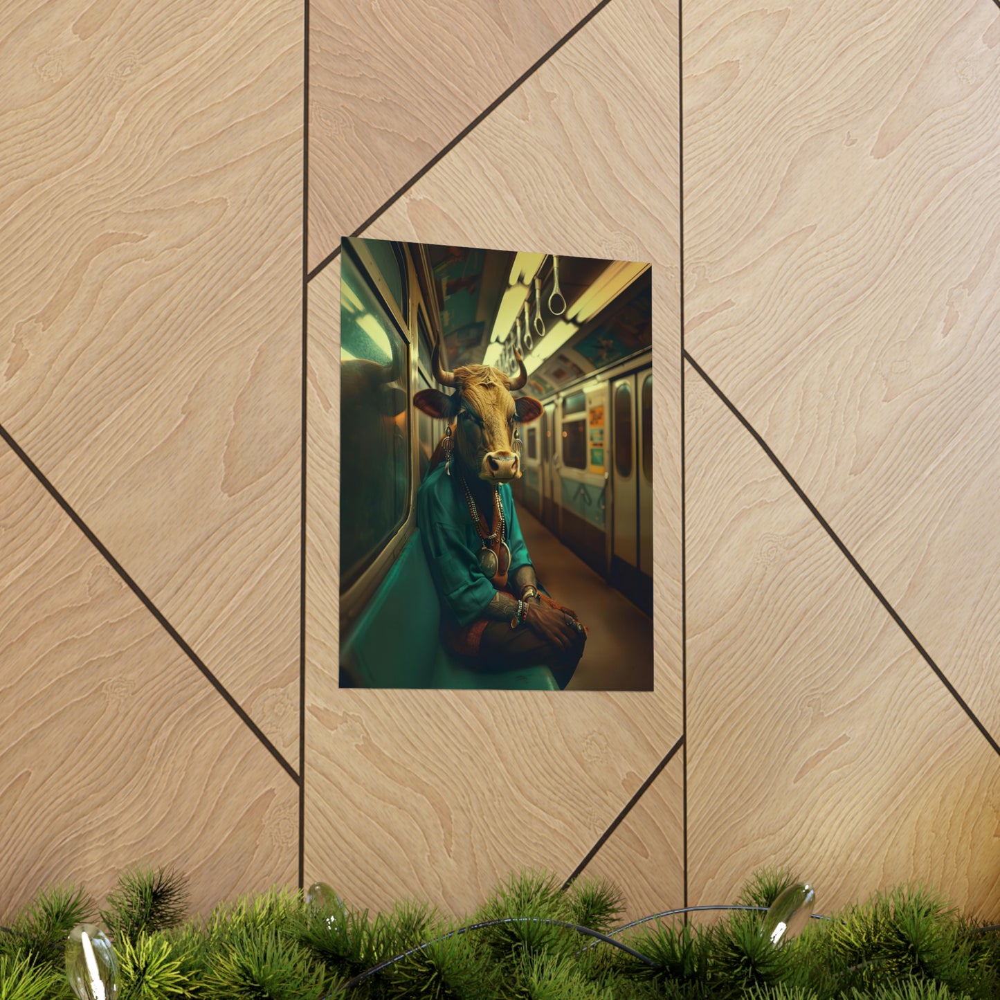 Cow in NY Subway, Cow Wall Art