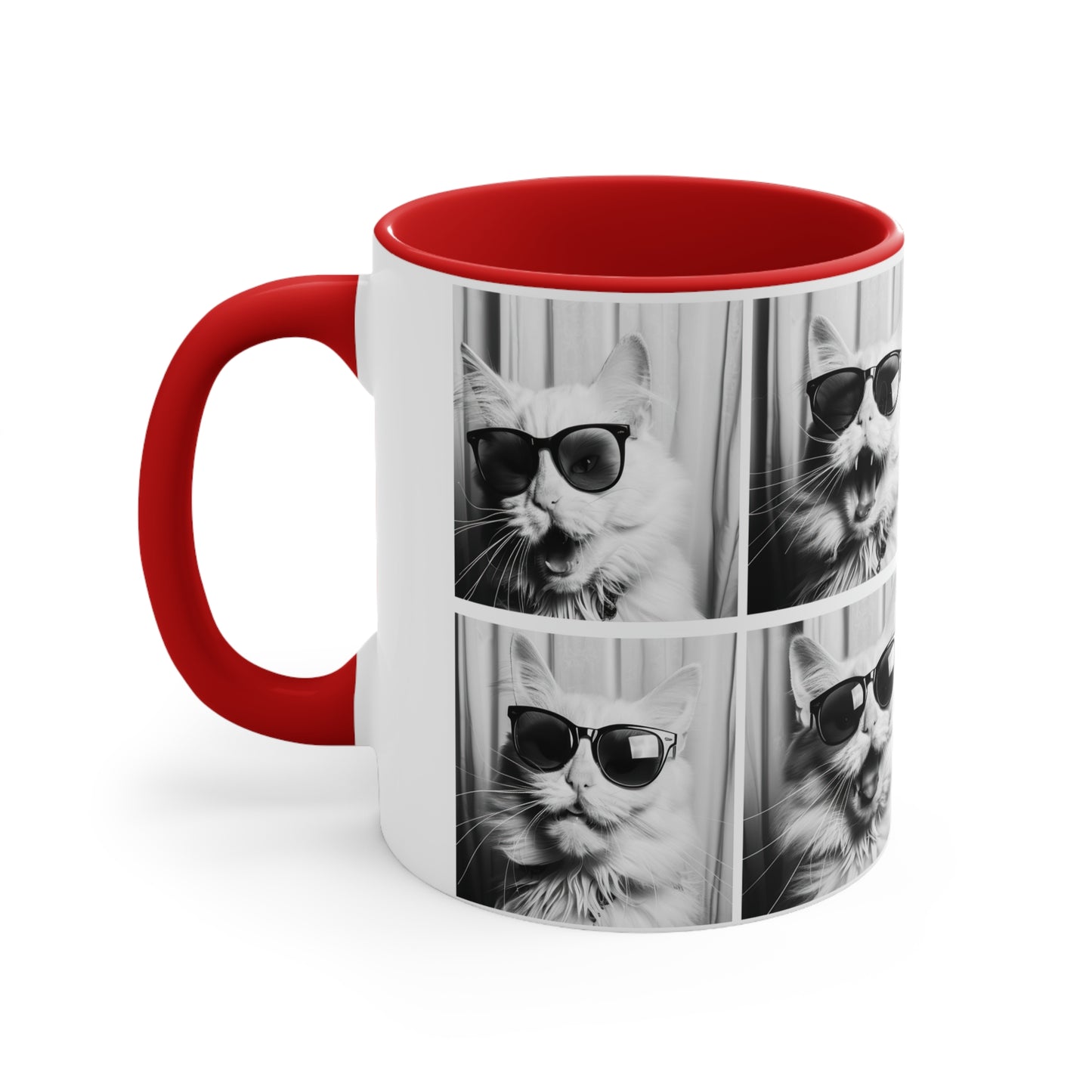 White Cat Photo Booth Accent Coffee Mug, 11oz
