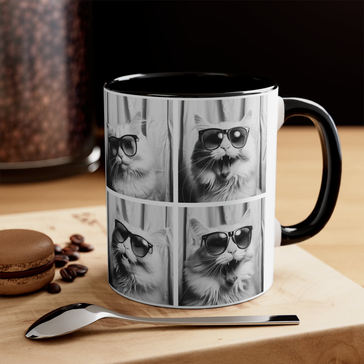 White Cat Photo Booth Accent Coffee Mug, 11oz