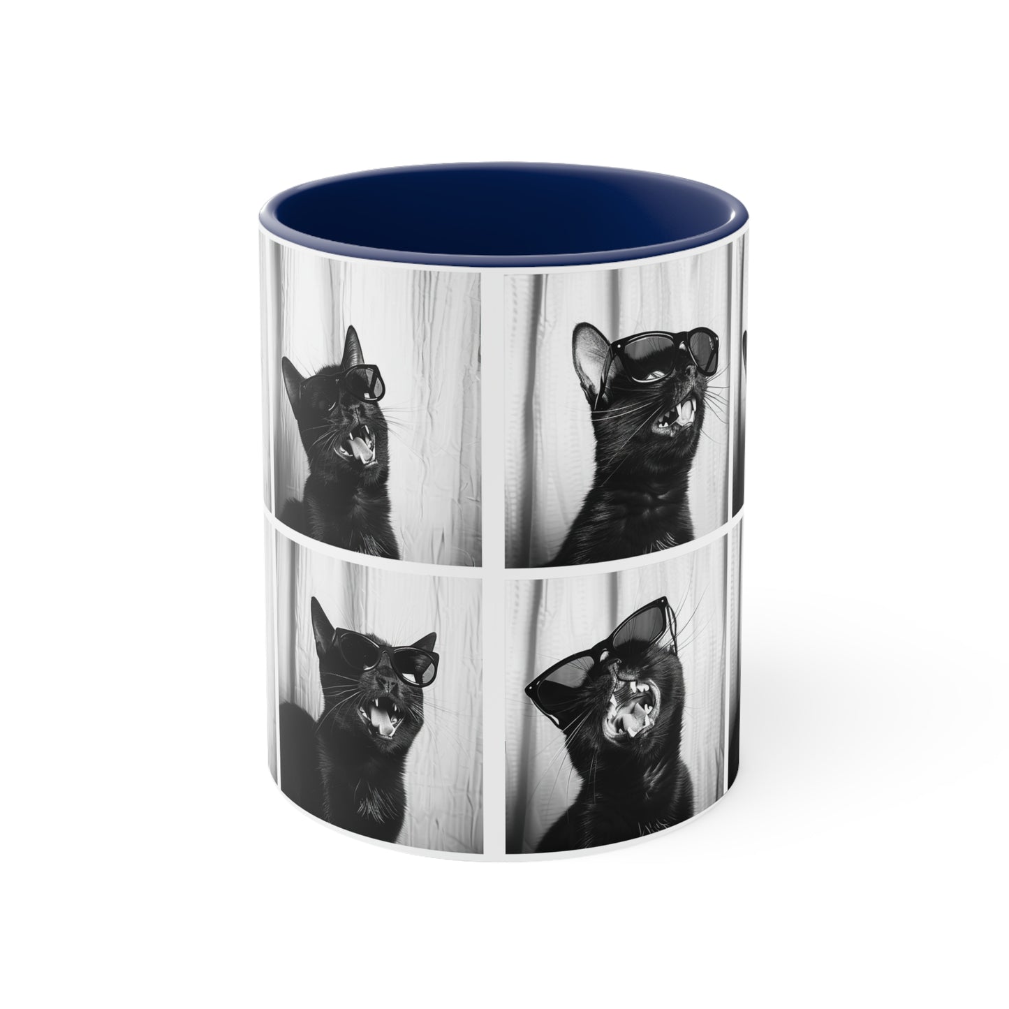 Black Cat Photo Booth Accent Coffee Mug, 11oz