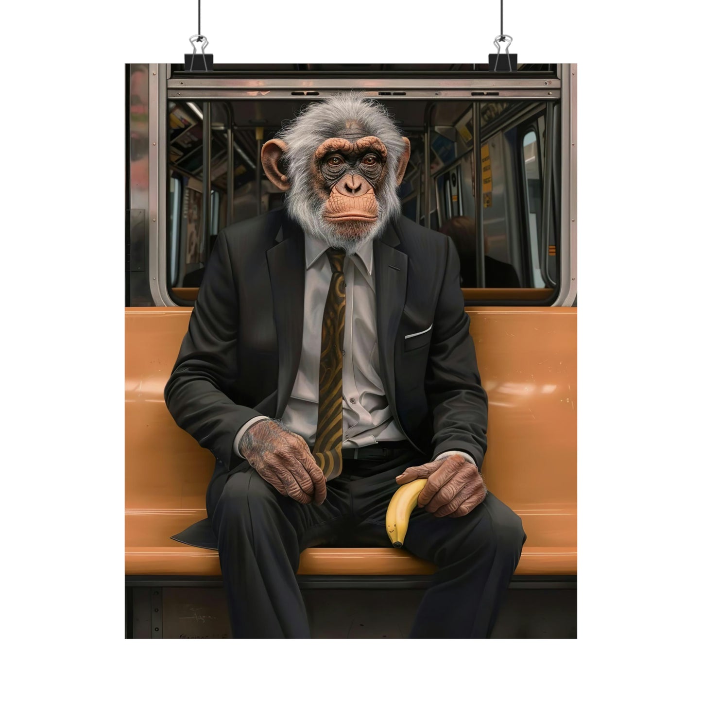Monkey in NY Subway, Monkey Wall Art