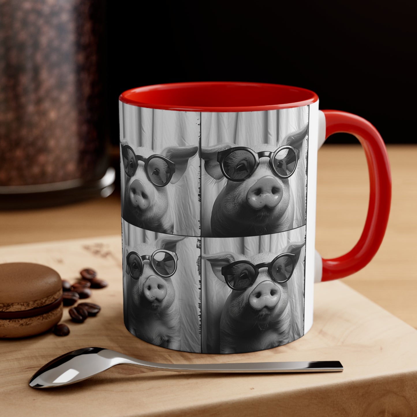 Pig Photo Booth Accent Coffee Mug, 11oz