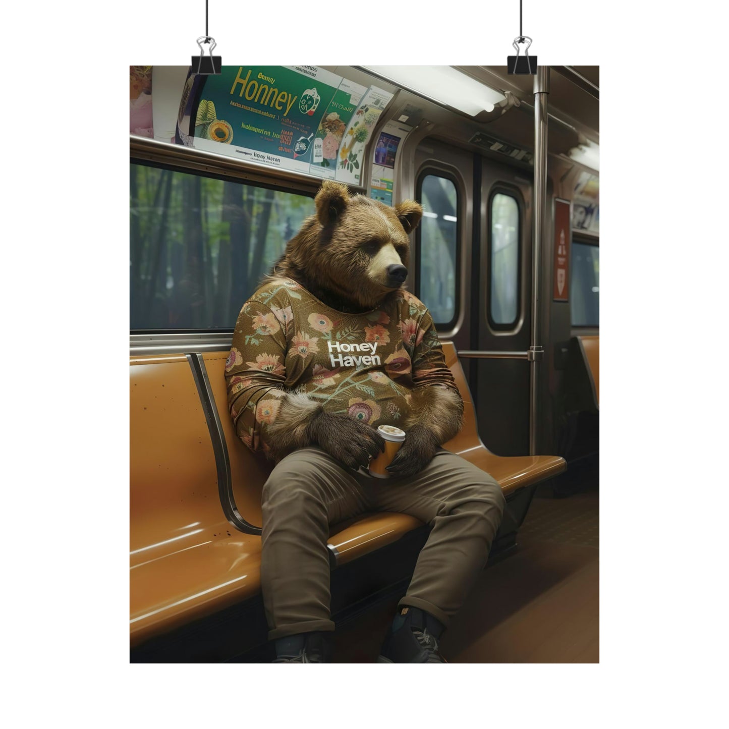 Bear in NY Subway, Bear Wall Art