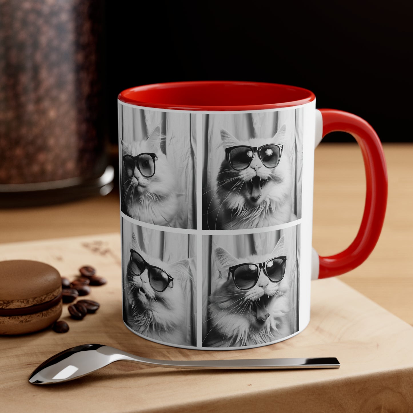 White Cat Photo Booth Accent Coffee Mug, 11oz