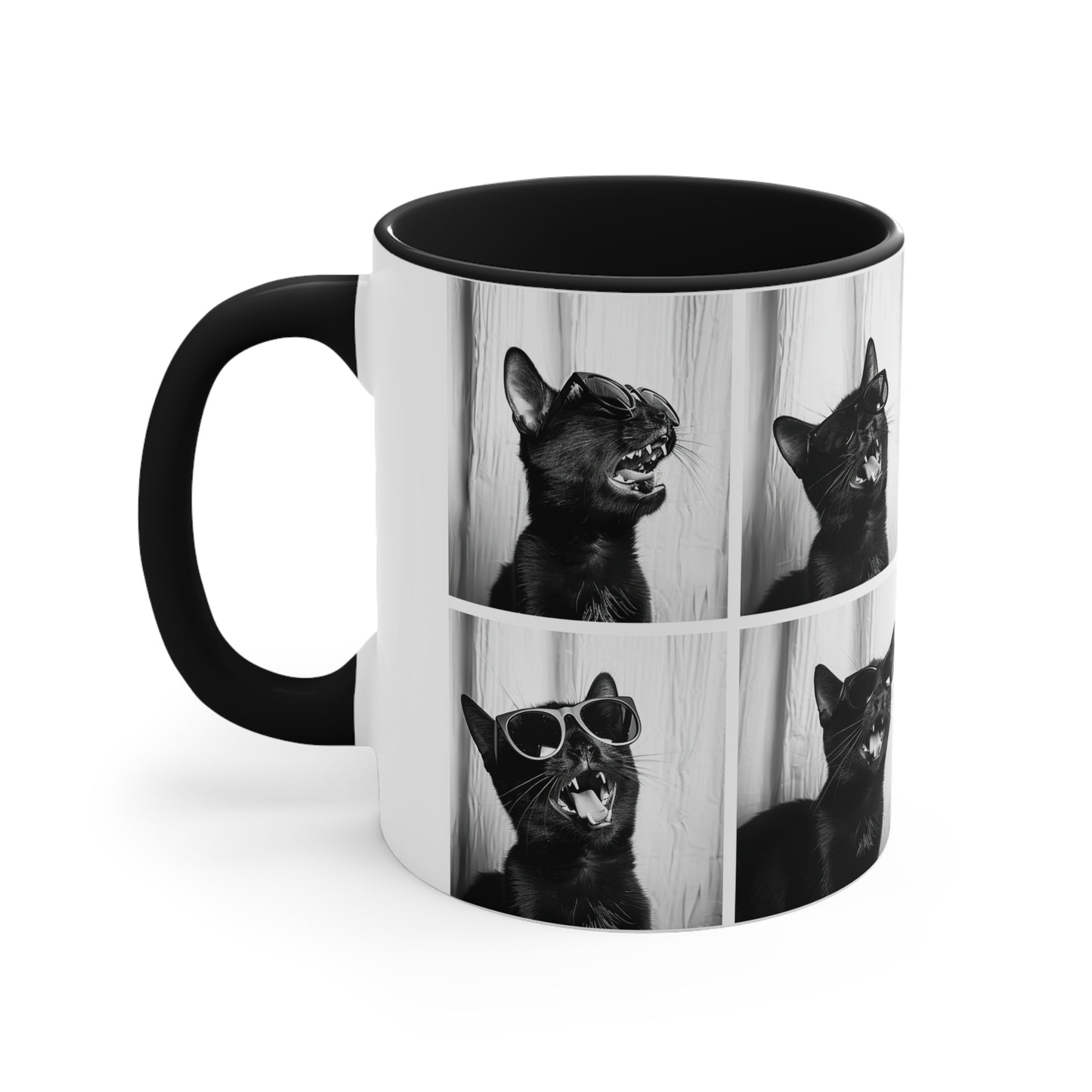Black Cat Photo Booth Accent Coffee Mug, 11oz
