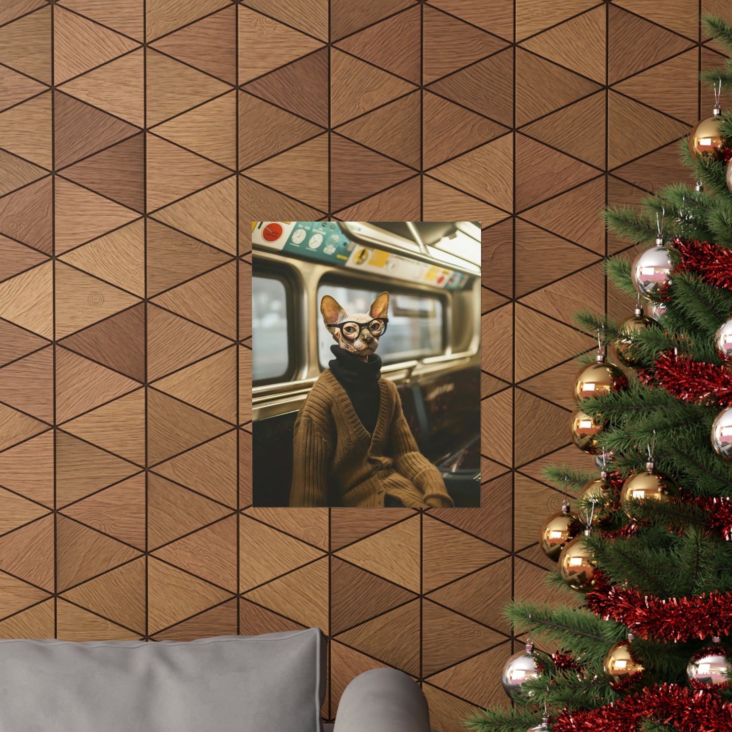 Sphynx Cat in NY Subway, Sphynx Cat Wall Art
