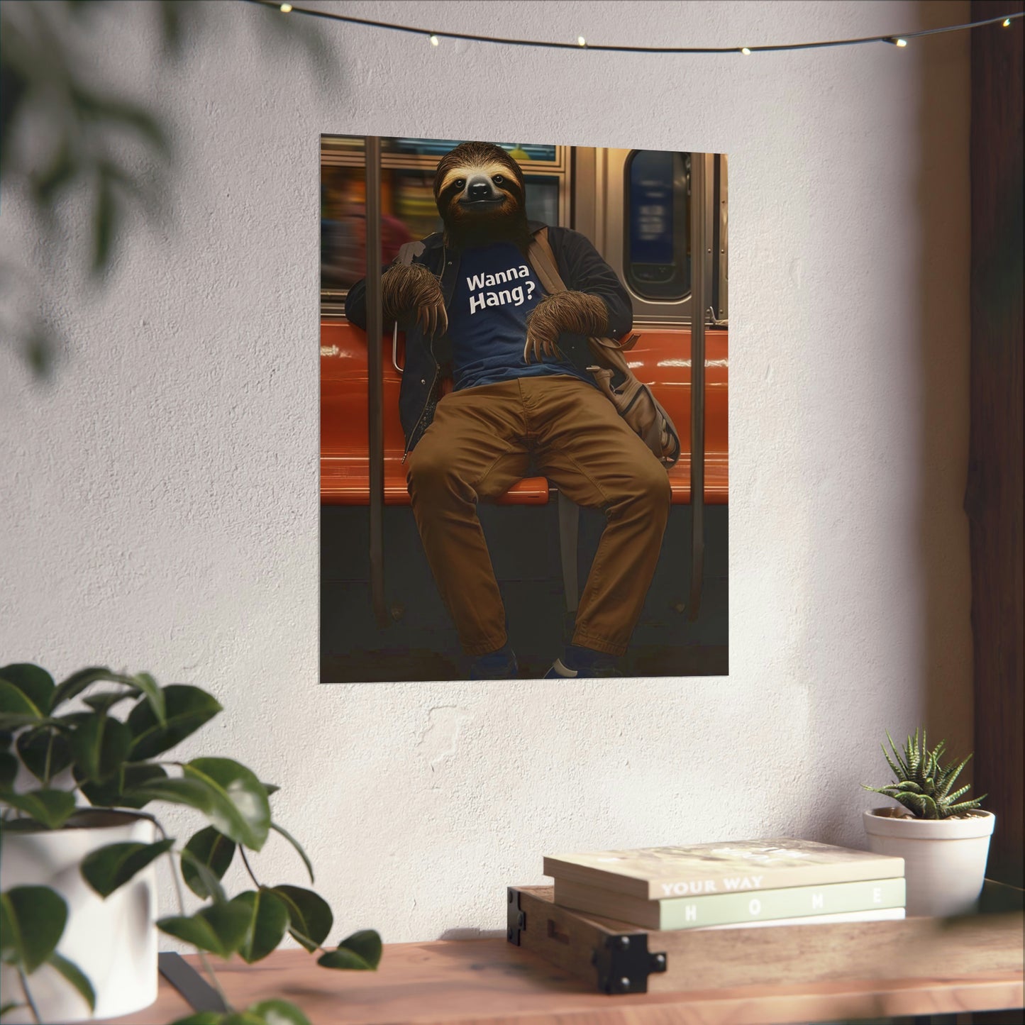 Sloth in NY Subway, Sloth Wall Art